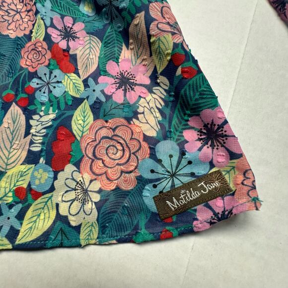 Matilda Jane Kookaburra Top, Women Size L, Peasant Boho, Floral & Lace Teal Pink - Picture 3 of 8